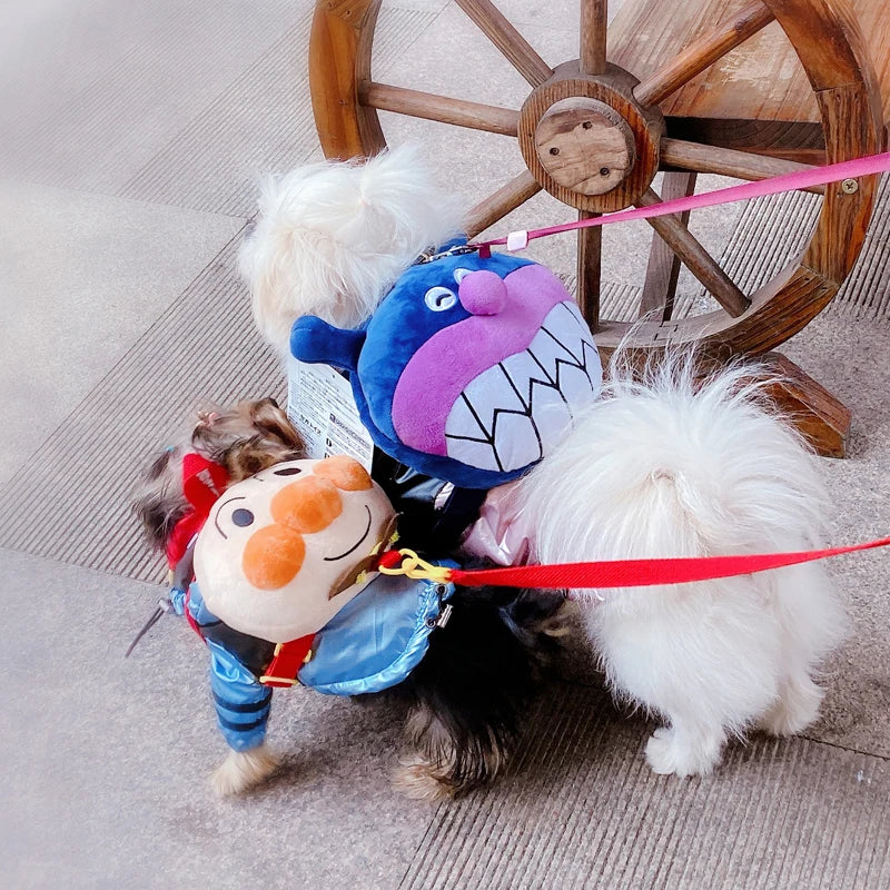 Cute Cartoon Dog Backpack Harness Outdoor School Bag Carrier Walking with Leash Set Travel Small Medium Animal Pet Collar Goods