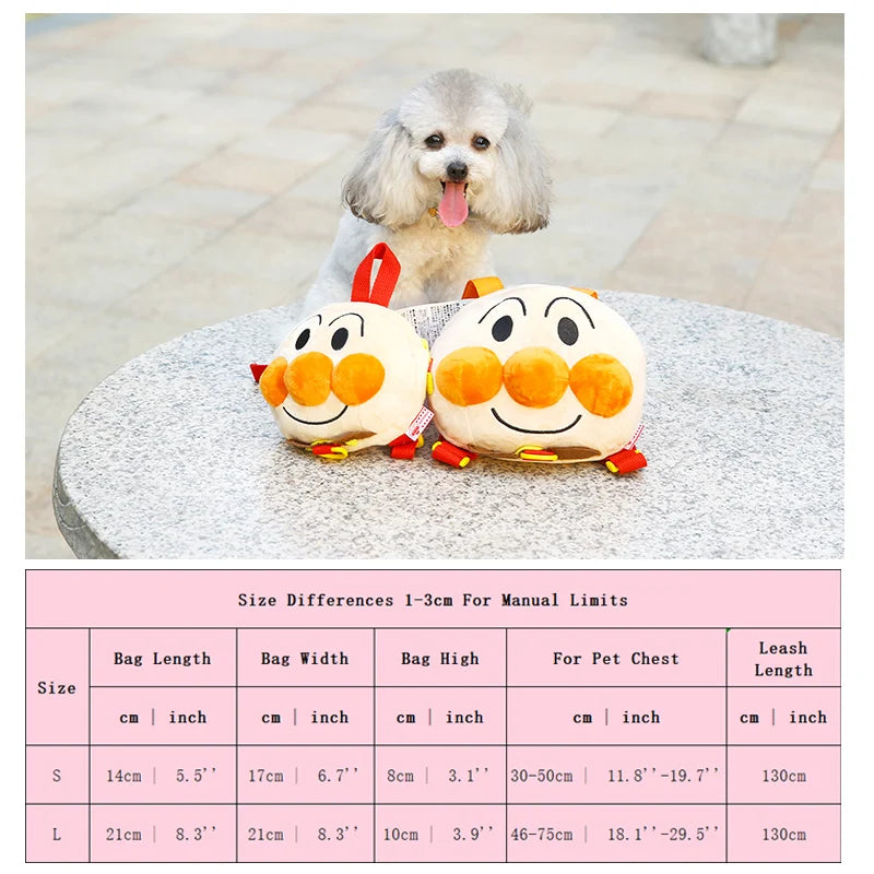 Cute Cartoon Dog Backpack Harness Outdoor School Bag Carrier Walking with Leash Set Travel Small Medium Animal Pet Collar Goods